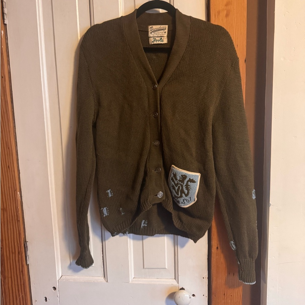 Vintage 100 percent wool embroidered cardigan sweater